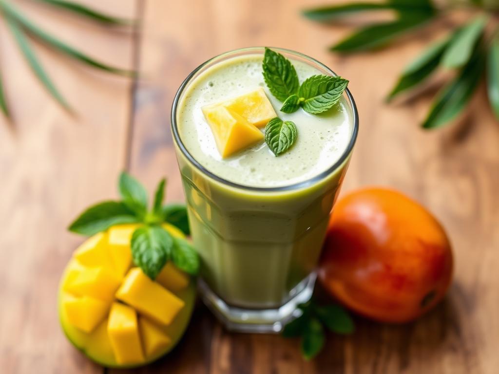 Halal Creamy Avocado Mango Green Smoothie Recipe