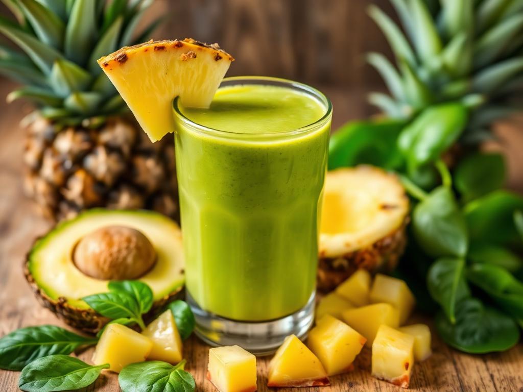 Halal Creamy Avocado Pineapple Green Smoothie Recipe