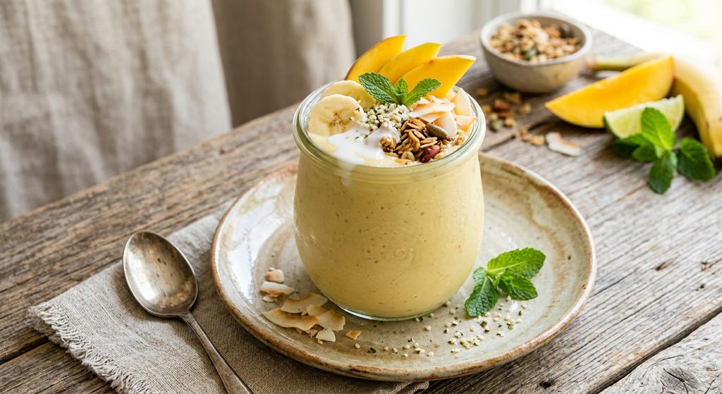 Halal Creamy Banana Mango Tropical Smoothie Recipe