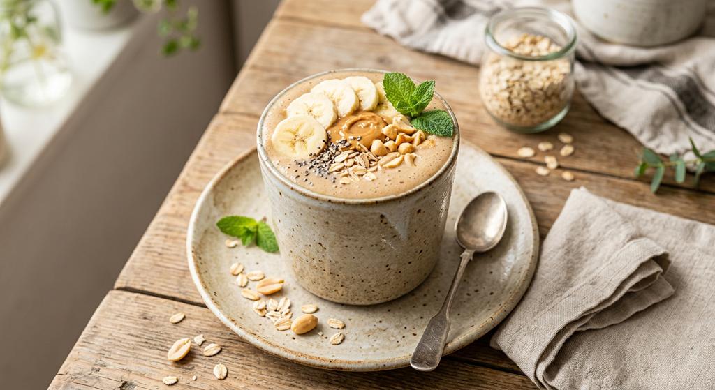 Halal Creamy Banana Peanut Butter Oat Smoothie Recipe