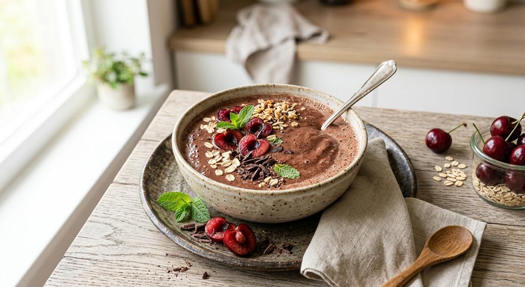 Halal Creamy Chocolate Cherry Protein Smoothie Recipe