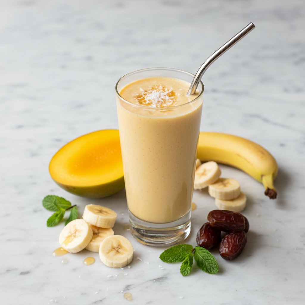Halal Creamy Mango Banana Date Smoothie Recipe