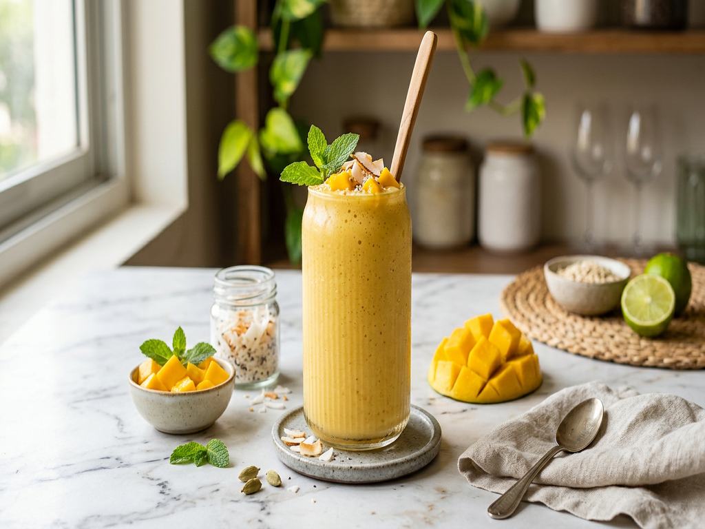 Halal Creamy Mango Coconut Protein Smoothie Recipe