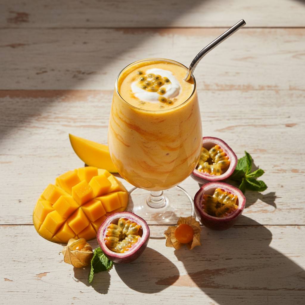 Halal Creamy Mango Passionfruit Smoothie
