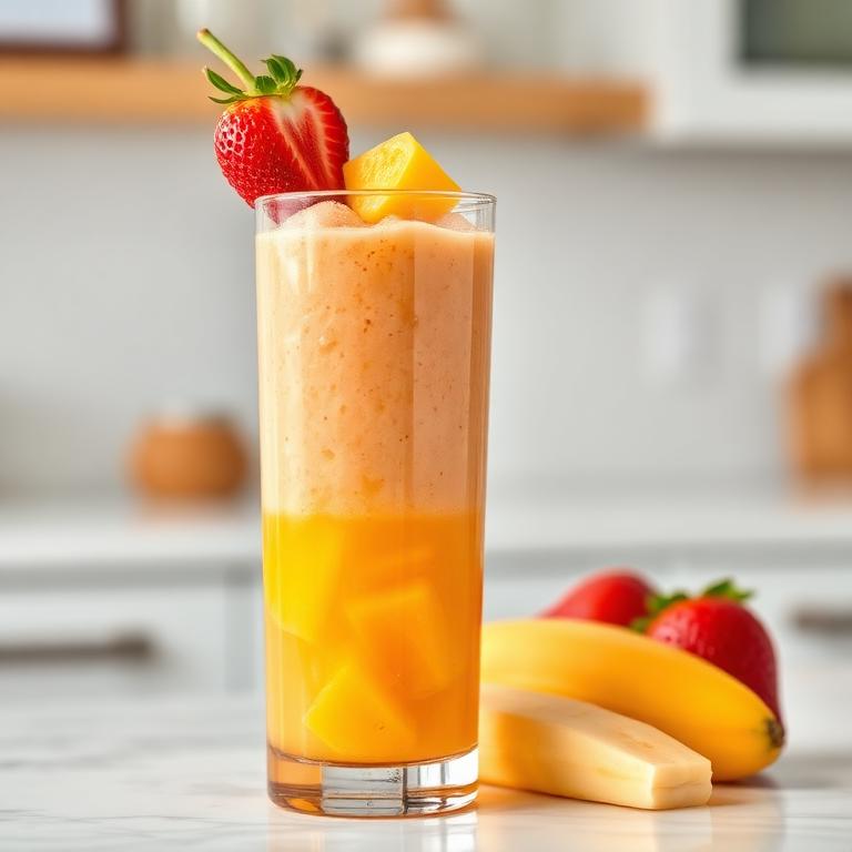 Halal Creamy Mango Strawberry Banana Smoothie Recipe
