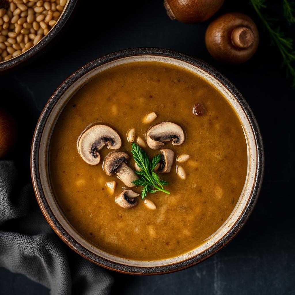 Halal Creamy Mushroom Barley Soup