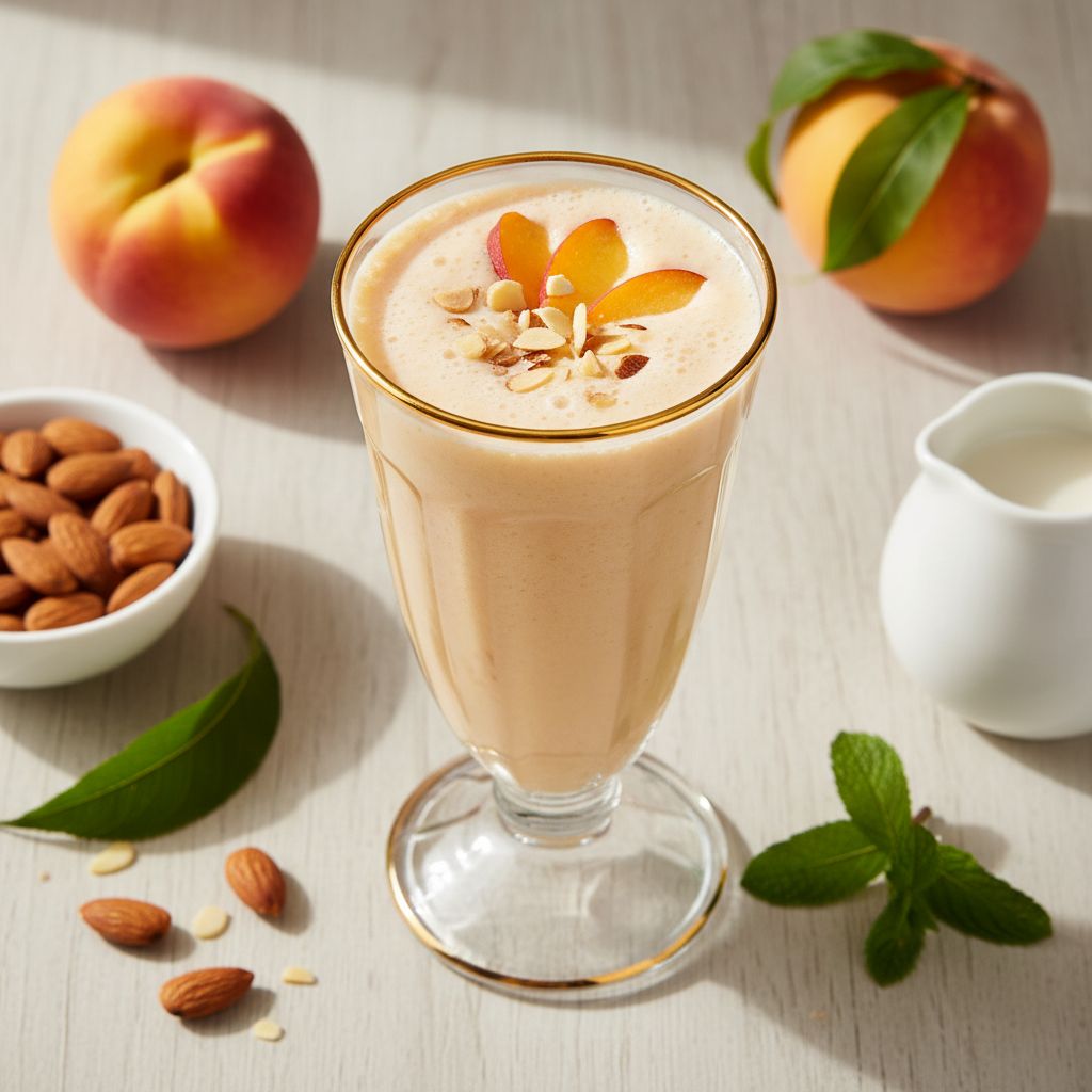 Halal Creamy Peach Almond Milk Smoothie