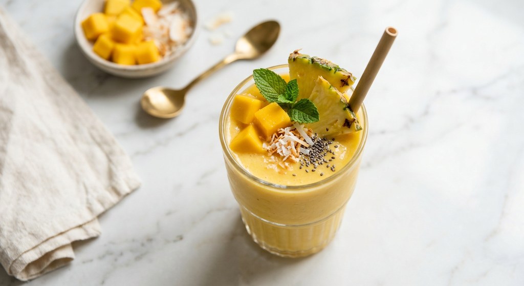 Halal Creamy Pineapple Mango Protein Smoothie