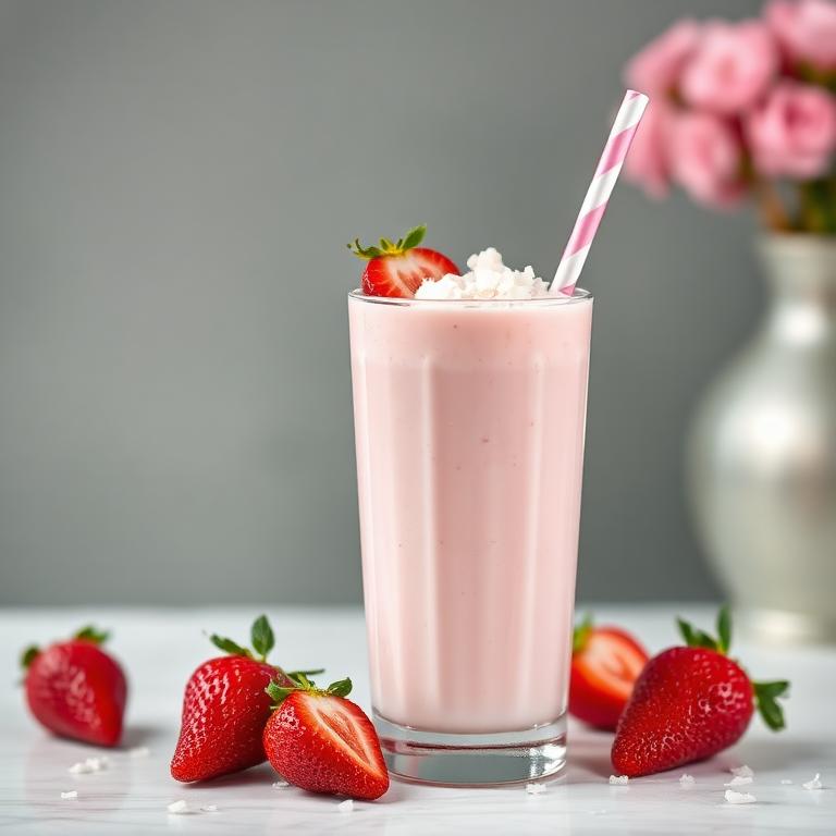 Halal Creamy Strawberry Coconut Milk Drink Recipe