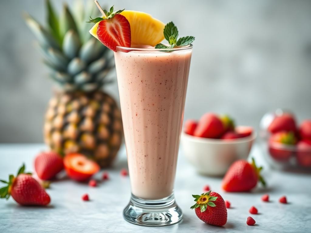 Halal Creamy Strawberry Pineapple Smoothie Recipe