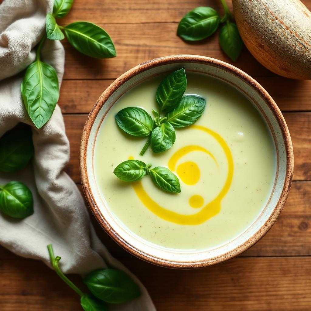 Halal Creamy Zucchini Basil Soup (Dairy-Free)
