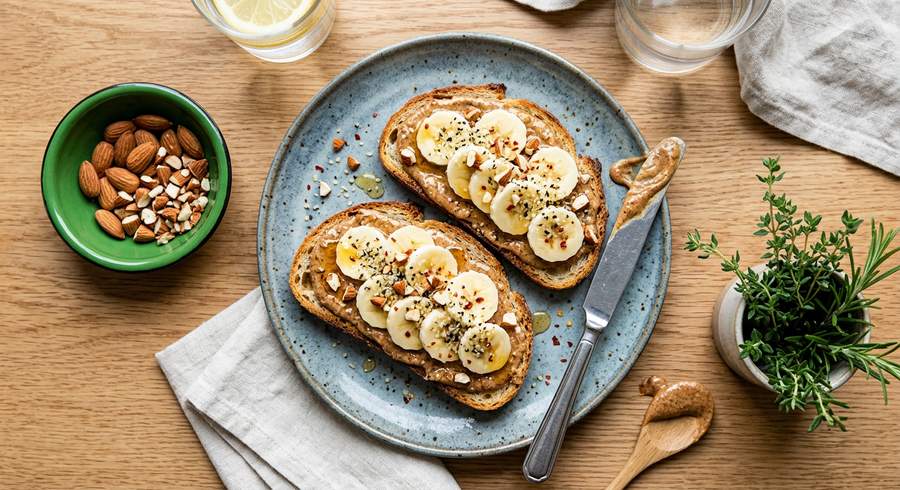 Halal Almond Butter Banana Toast