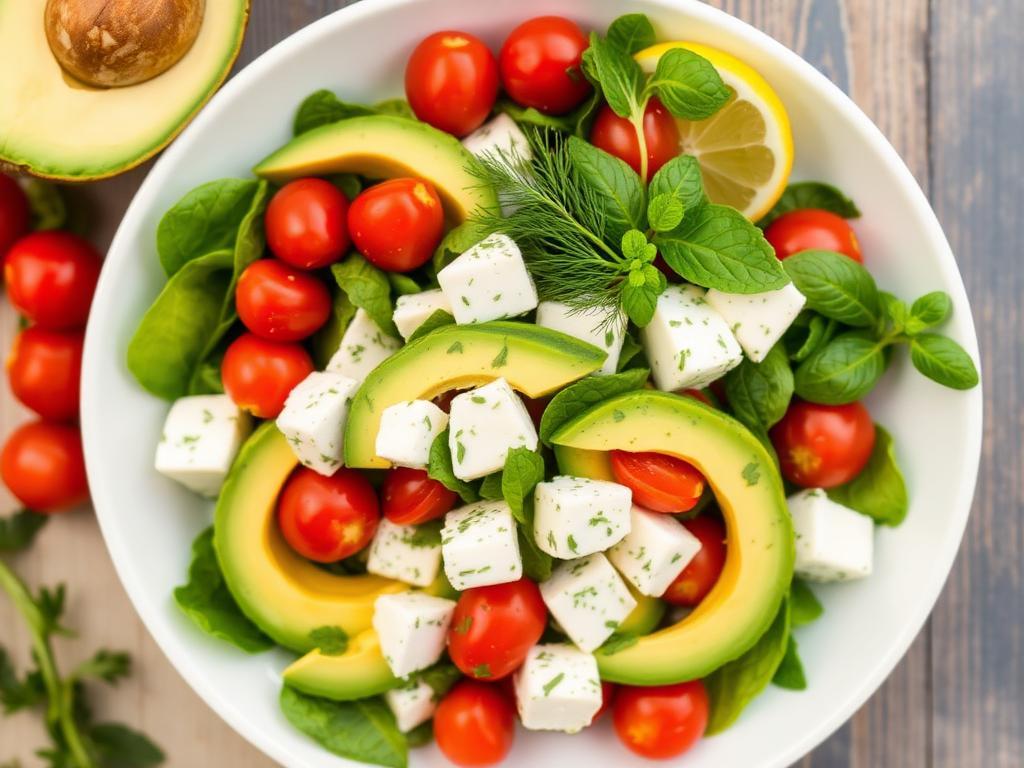 Halal Easy Avocado Feta Salad Recipe with Fresh Herbs