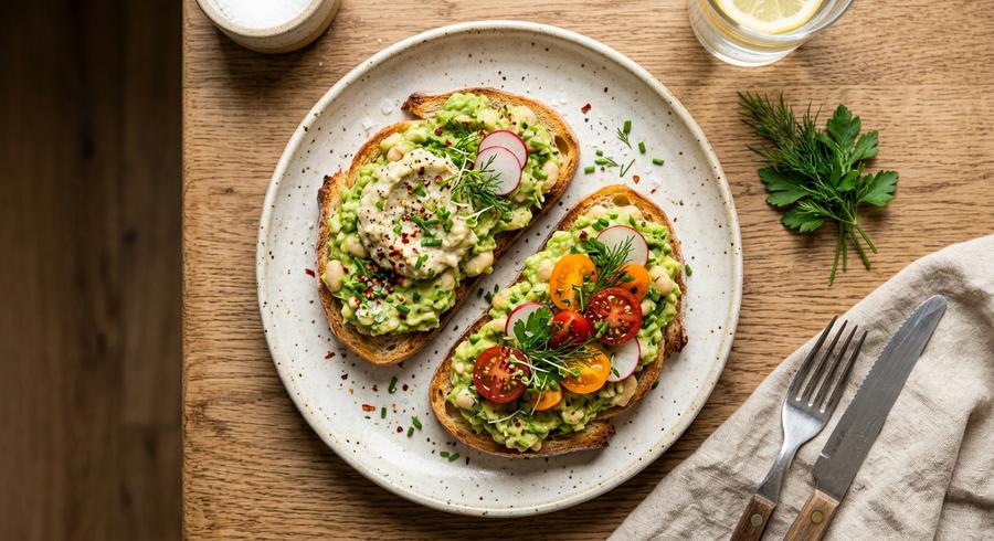 Halal Avocado White Bean Toast