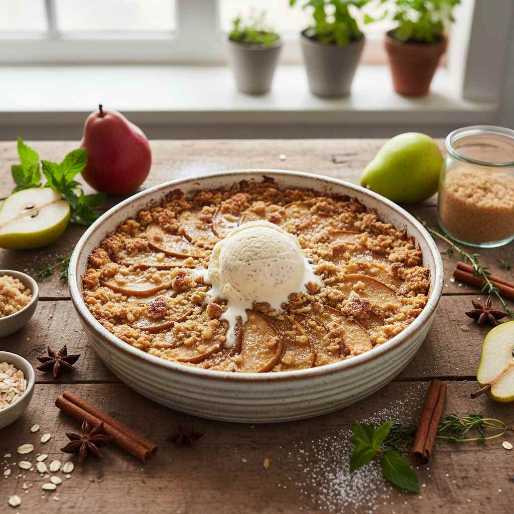 Halal Easy Baked Cinnamon Pear Crisp Recipe