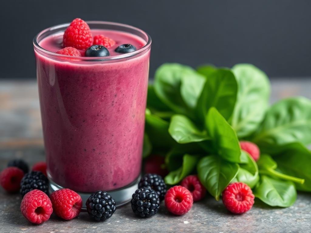 Halal Berry Spinach Breakfast Smoothie