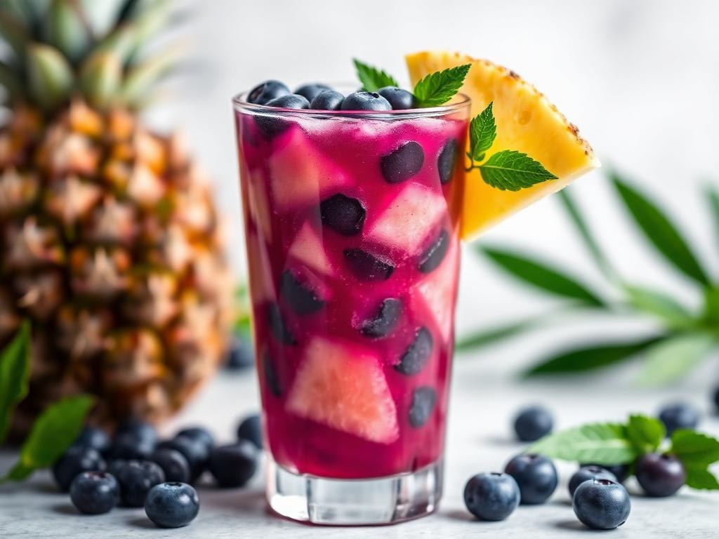 Halal Easy Blueberry Pineapple Coconut Drink Recipe