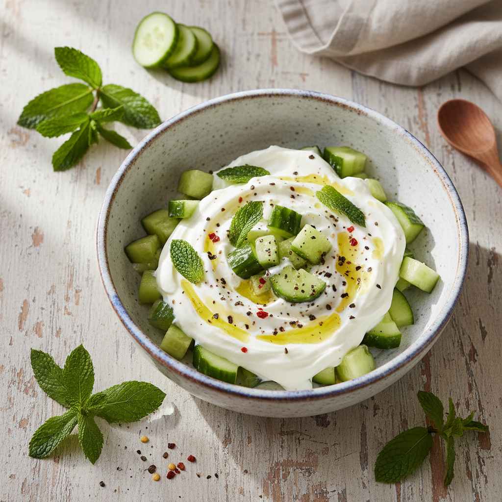 Halal Easy Cucumber Mint Yogurt Salad Side