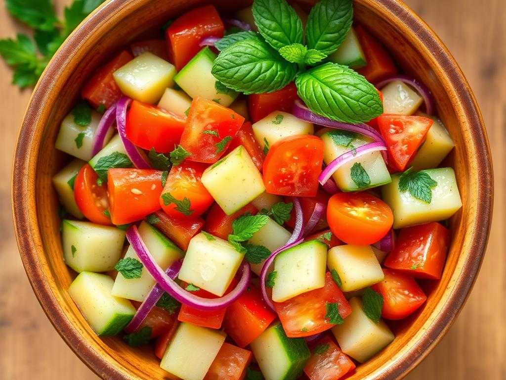 Halal Easy Cucumber Tomato Salad Recipe (Lebanese Style)