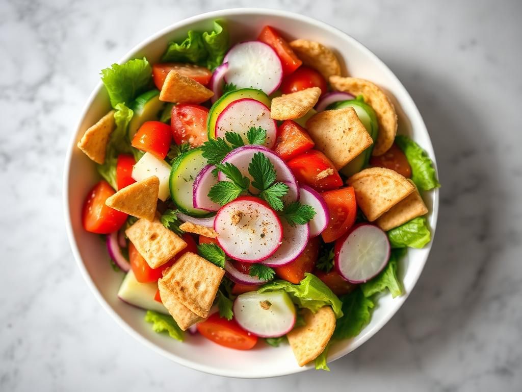 Halal Easy Fattoush Salad Bowl Recipe
