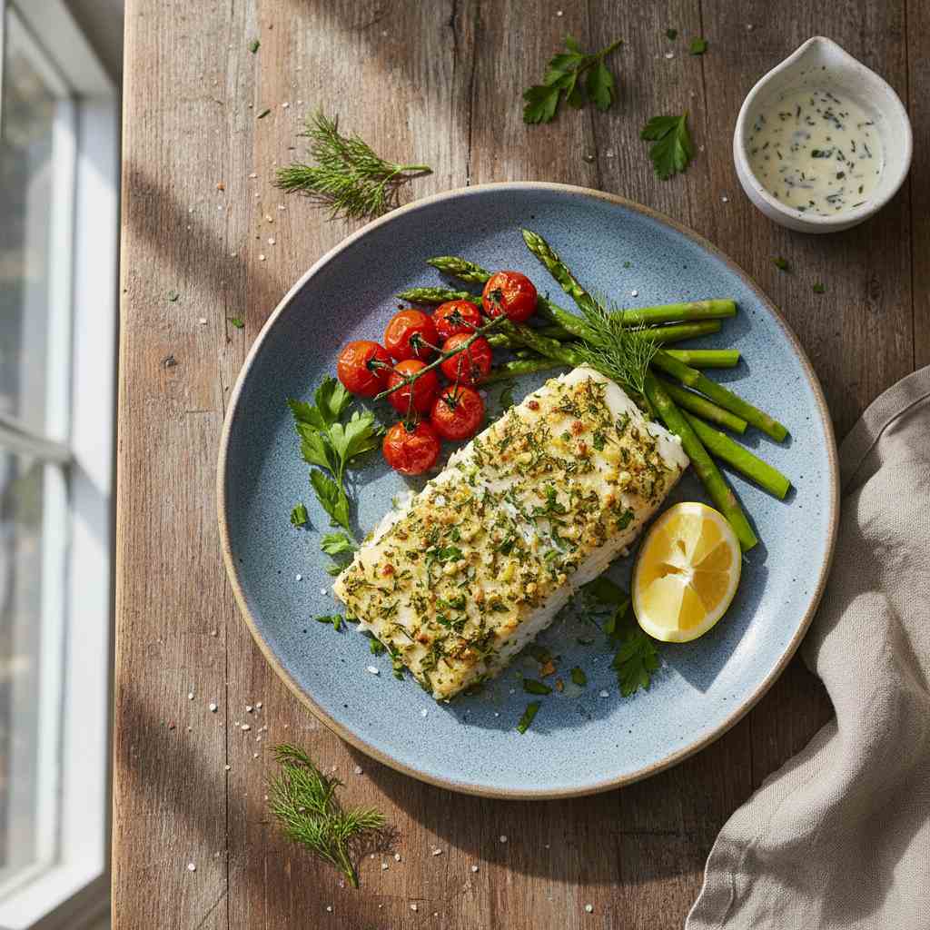 Halal Easy Garlic Herb Baked Cod Recipe