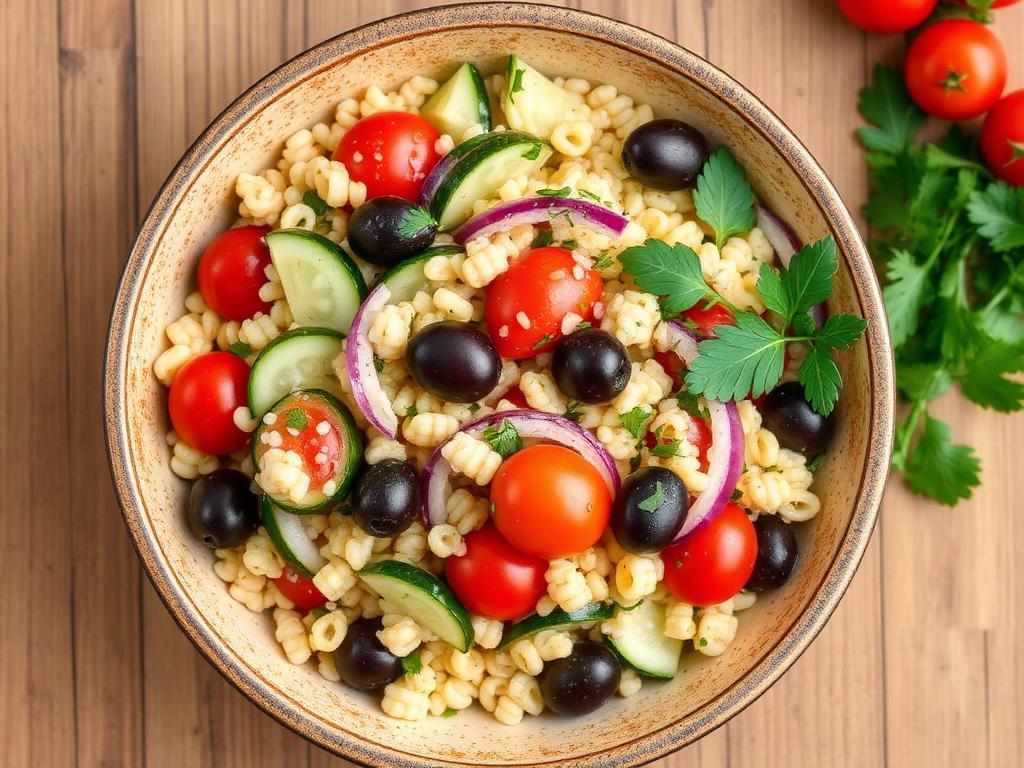 Halal Easy Greek Orzo Salad Recipe (No Feta Optional)