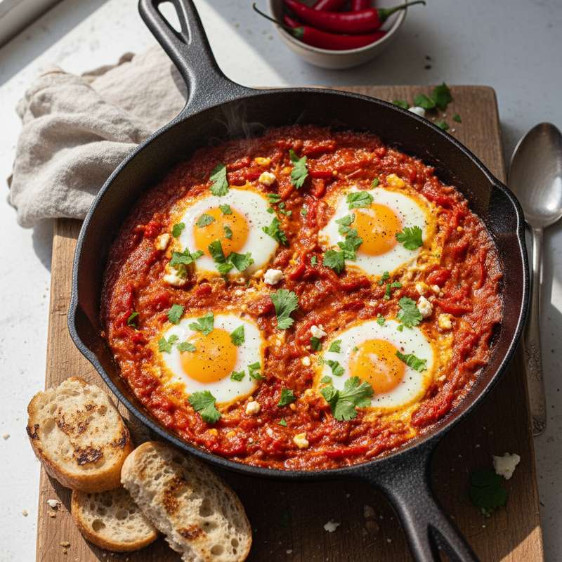 Halal Easy Harissa Breakfast Shakshuka Variation Recipe