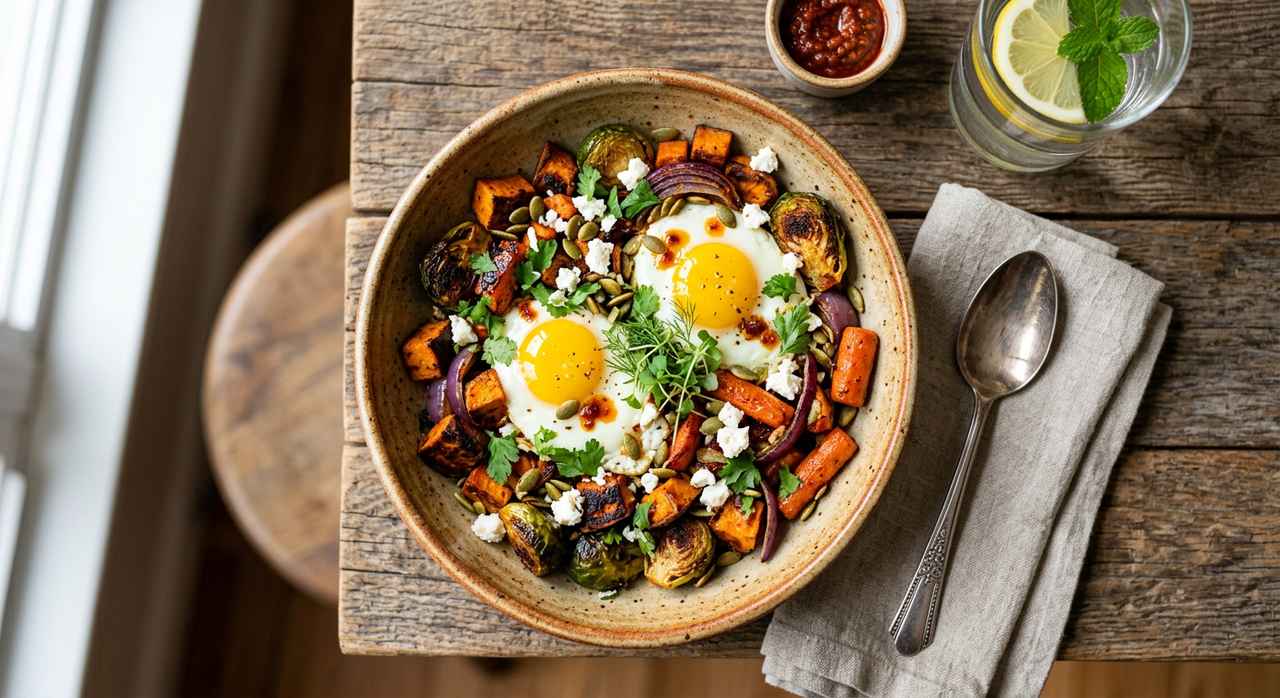 Halal Easy Harissa Roasted Veggie Breakfast Bowl Recipe