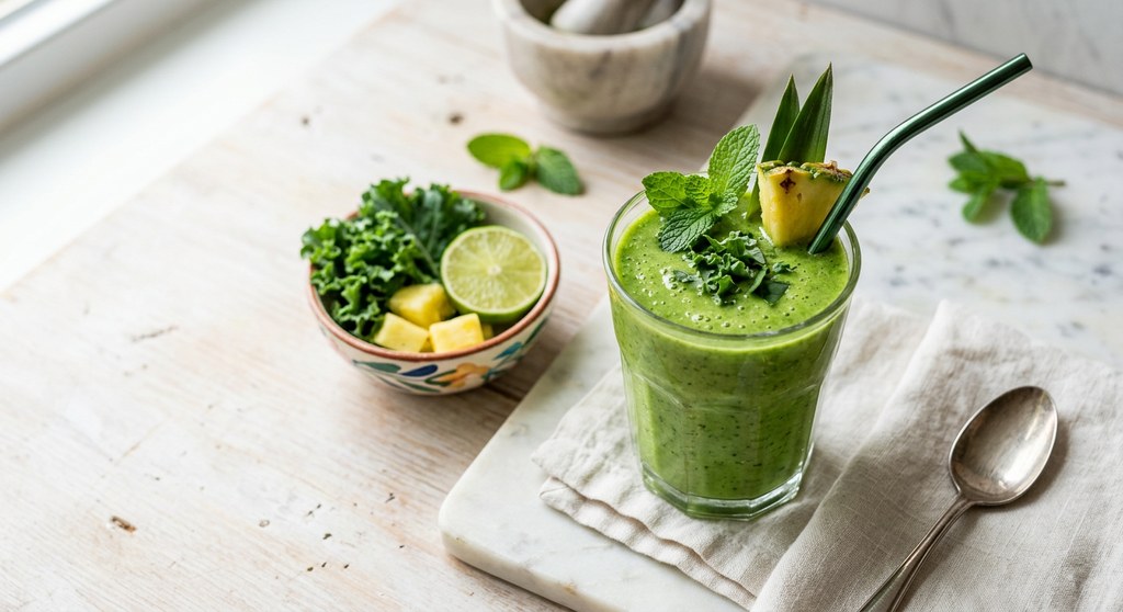 Halal Easy Kale Pineapple Spinach Smoothie