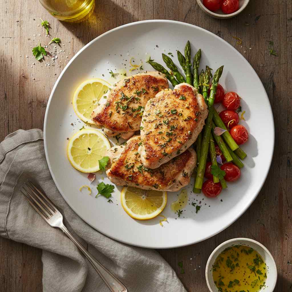 Halal Easy Keto Lemon Herb Chicken Thighs Recipe