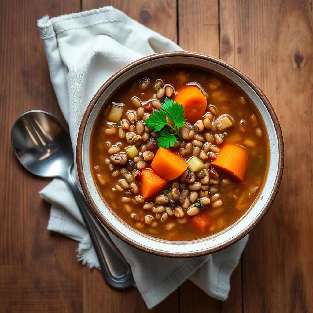 Halal Easy Lentil Barley Soup (Vegetarian)