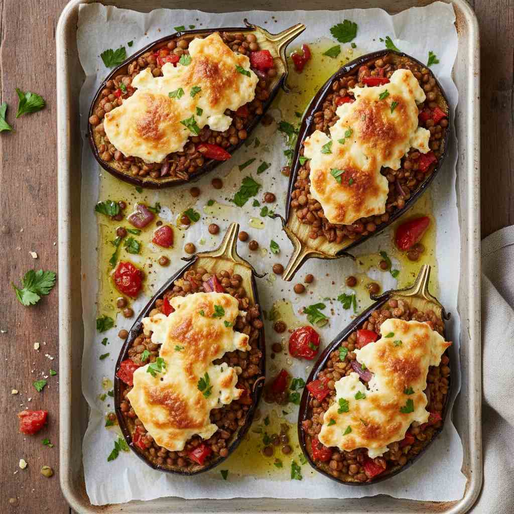 Halal Easy Lentil Stuffed Eggplant (Healthy Mediterranean)