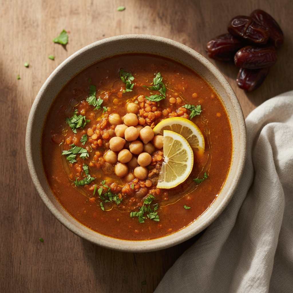 Halal Easy Moroccan Harira Soup (Chickpeas & Lentils)