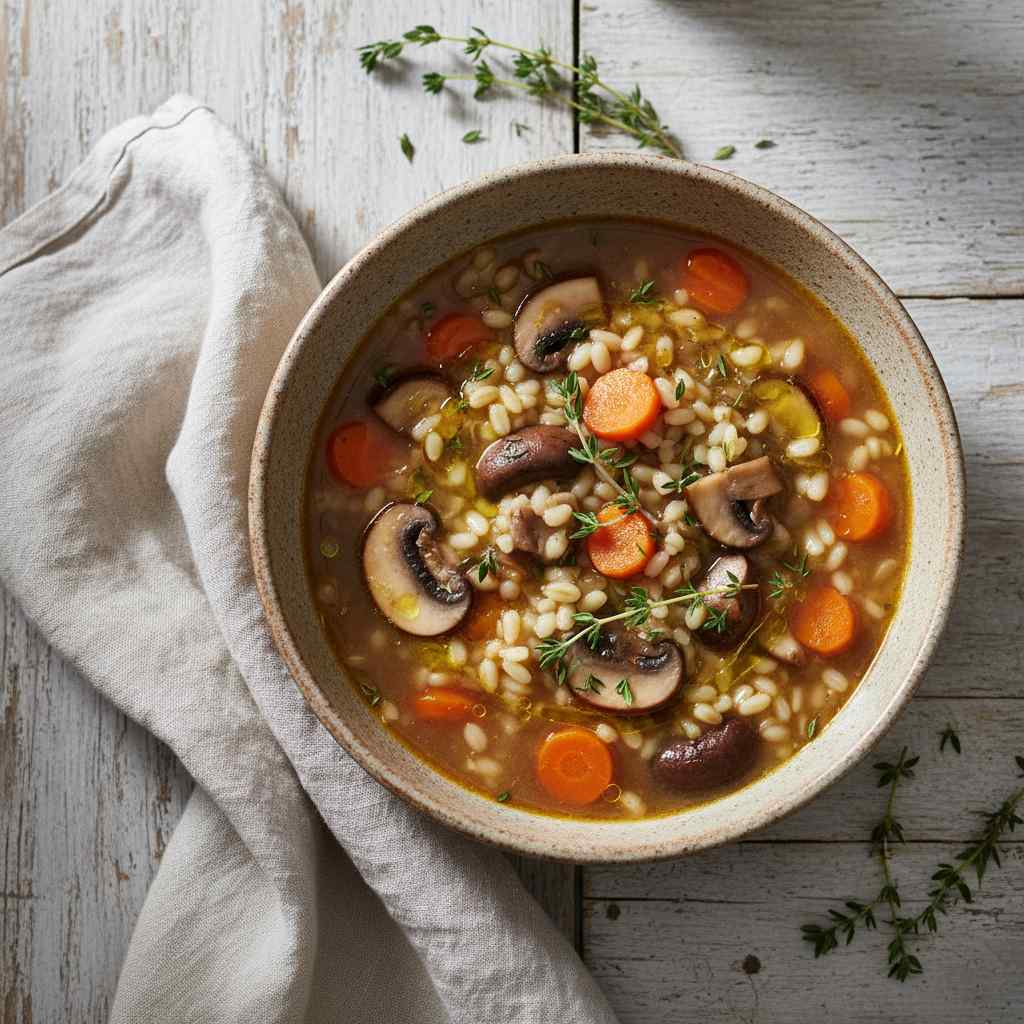 Halal Easy Mushroom Barley Soup (Vegetarian)