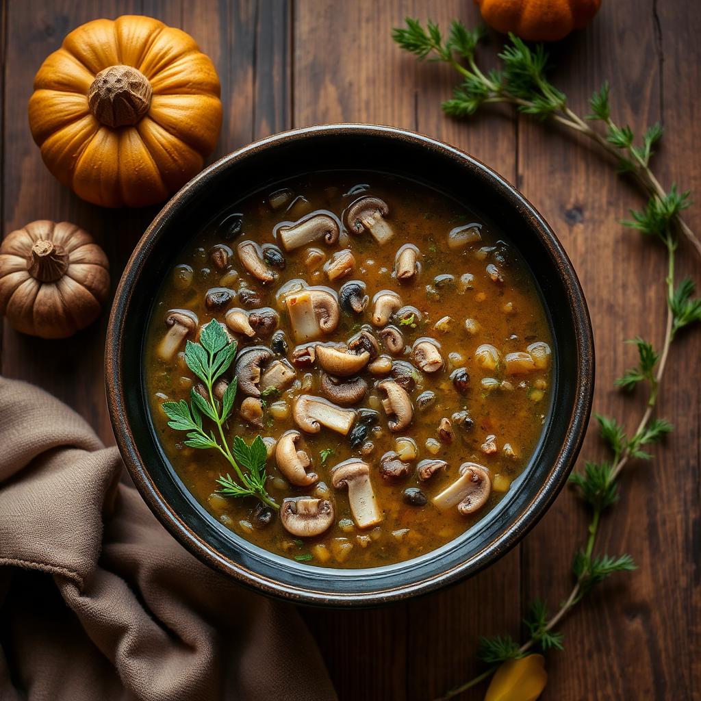 Halal Easy Mushroom Lentil Soup (Hearty)