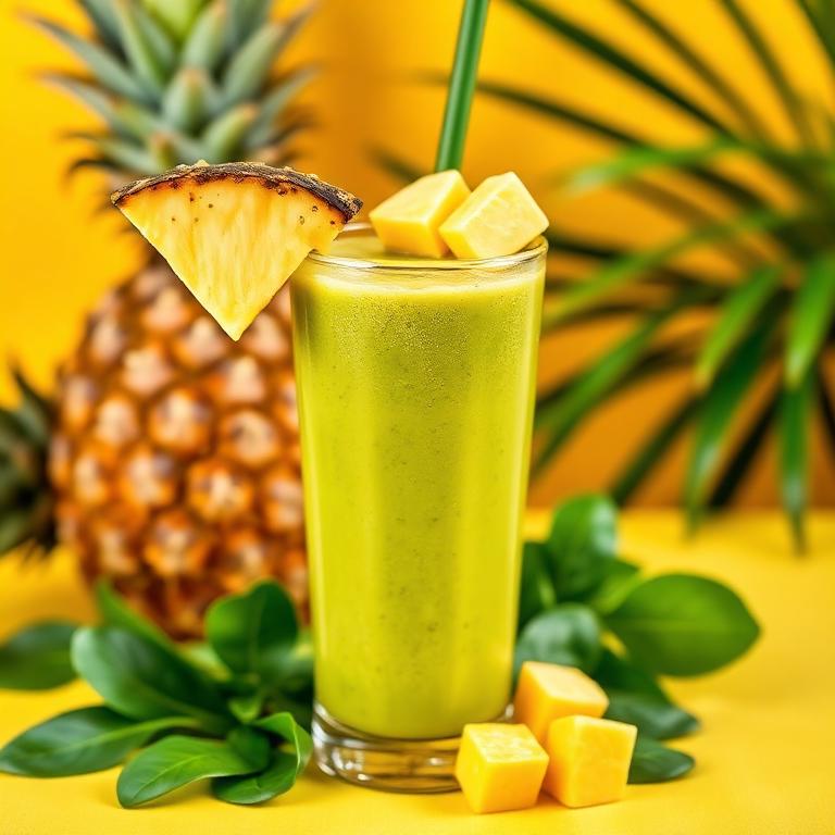 Halal Easy Pineapple Mango Green Smoothie Recipe