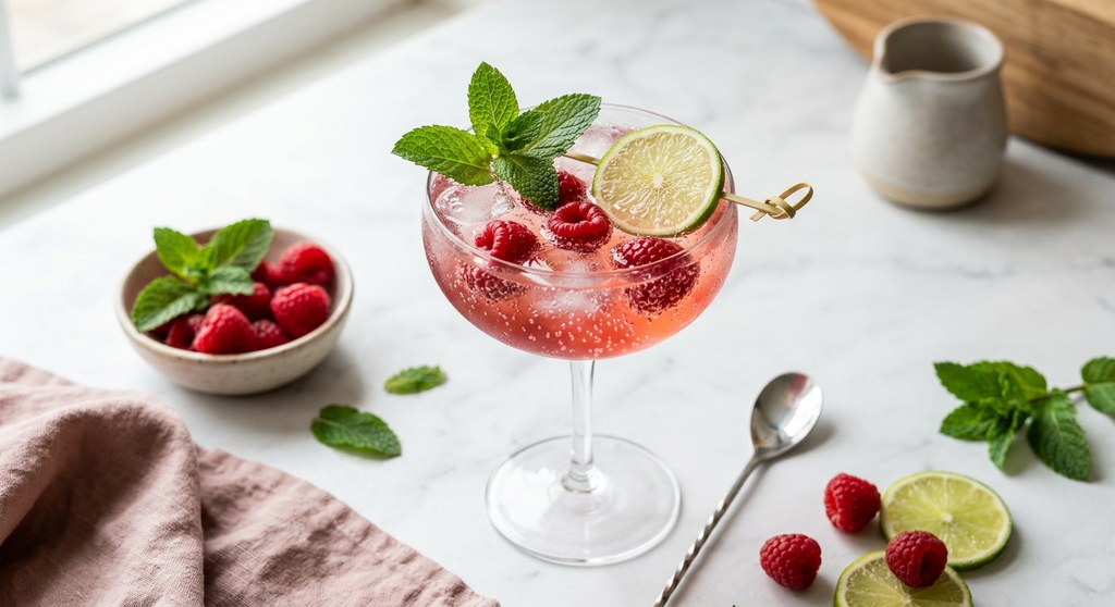 Halal Easy Raspberry Lime Sparkling Water Mocktail