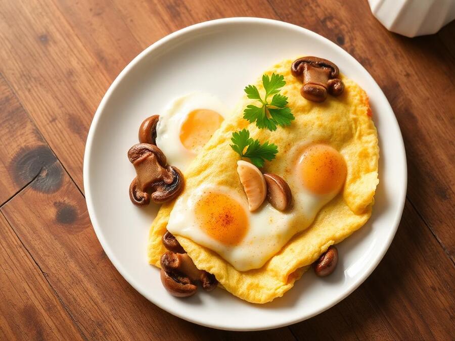 Halal Easy Roasted Garlic Mushroom Breakfast Omelette Recipe