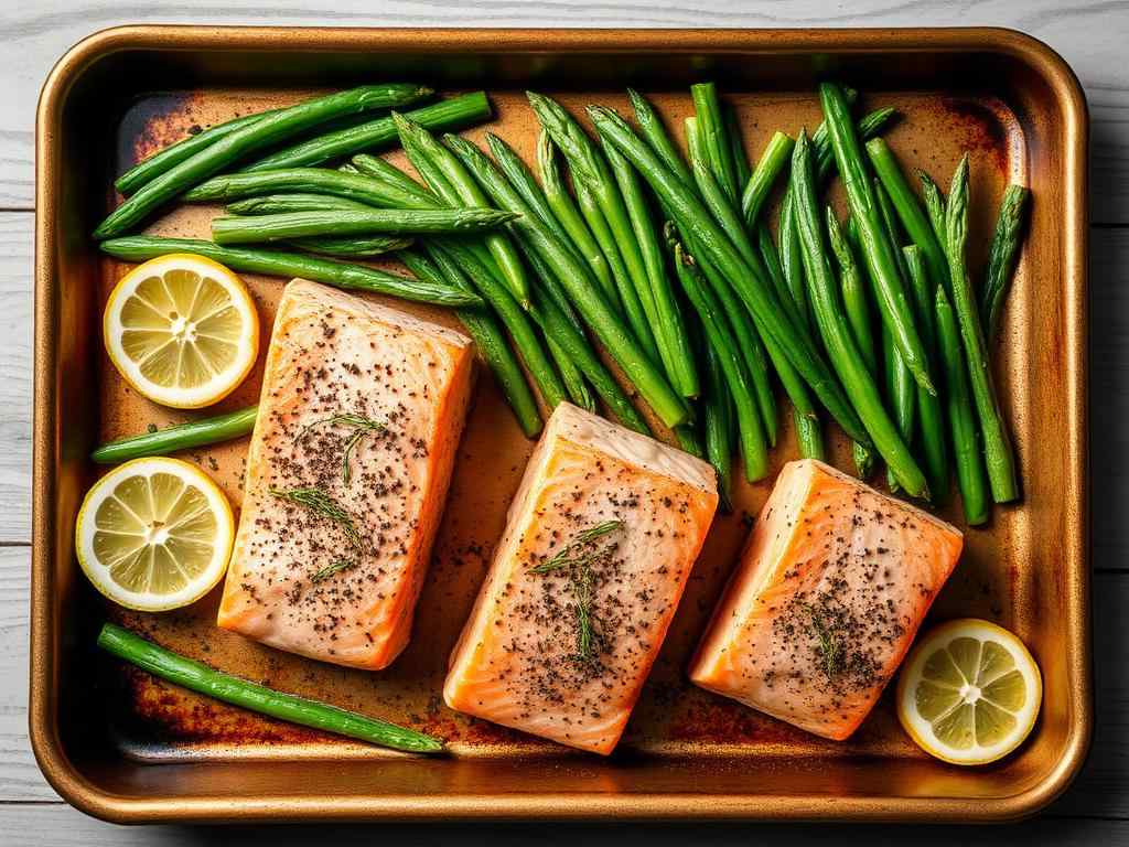 Halal Easy Sheet Pan Salmon and Green Beans Recipe