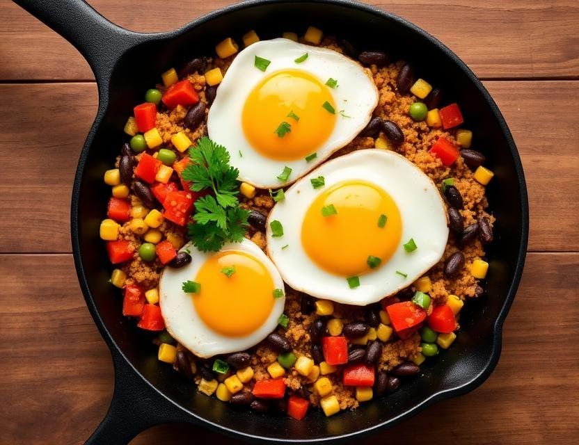 Halal Easy Southwest Breakfast Skillet with Eggs Recipe