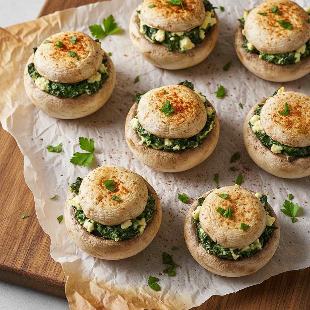 Halal Easy Spinach Feta Stuffed Mushrooms (Healthy)