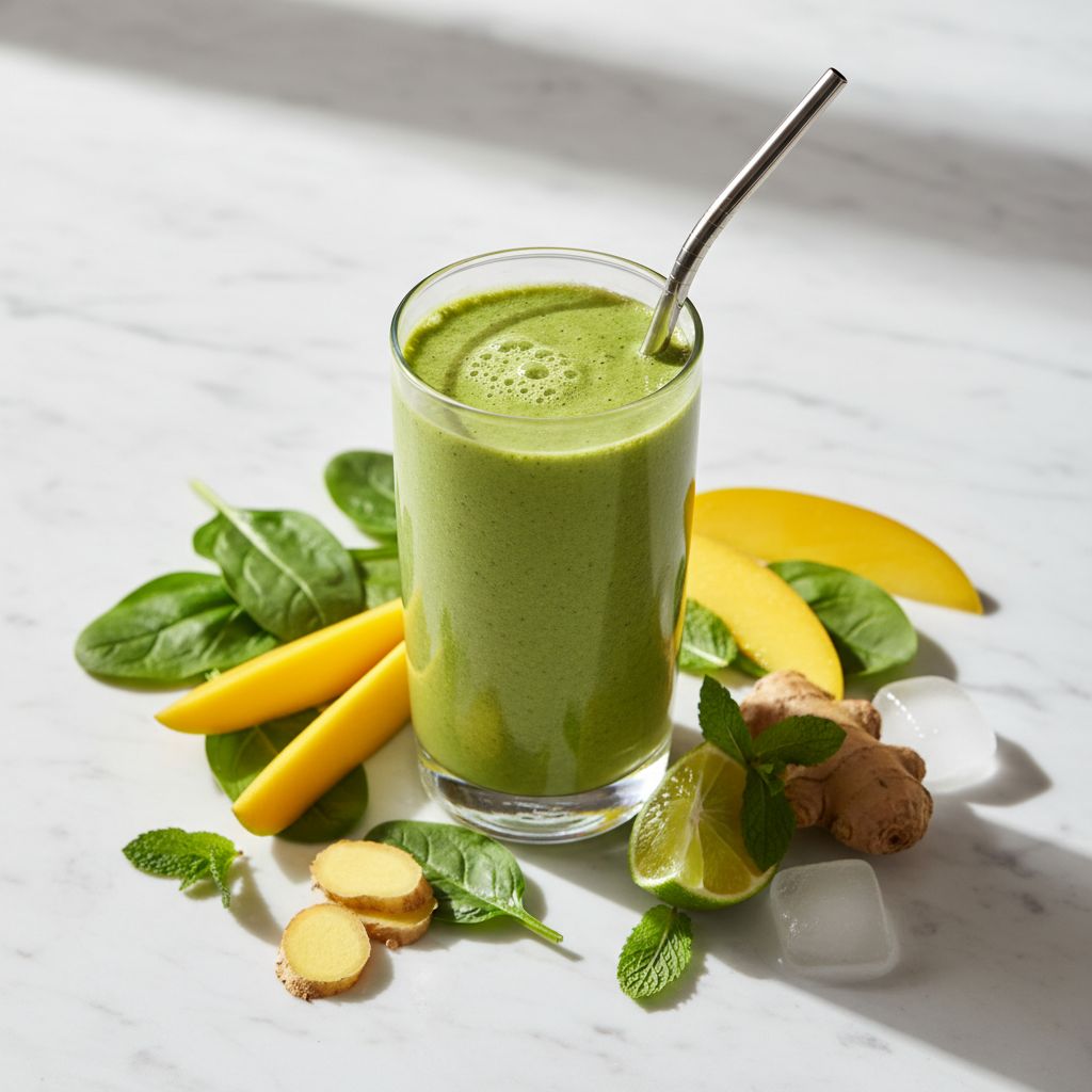 Halal Easy Spinach Mango Green Smoothie Recipe