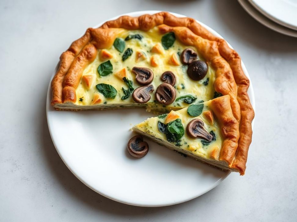 Halal Spinach Mushroom Breakfast Quiche
