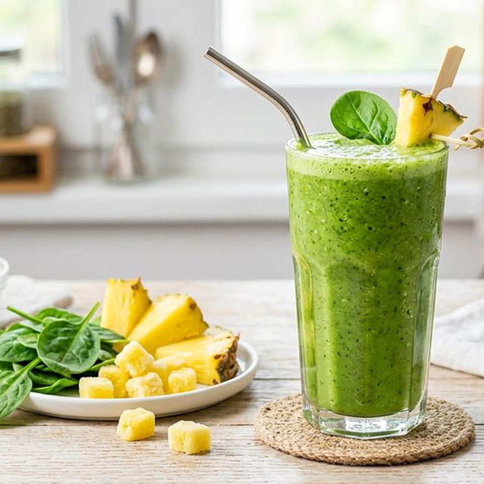 Halal Easy Spinach Pineapple Green Detox Smoothie