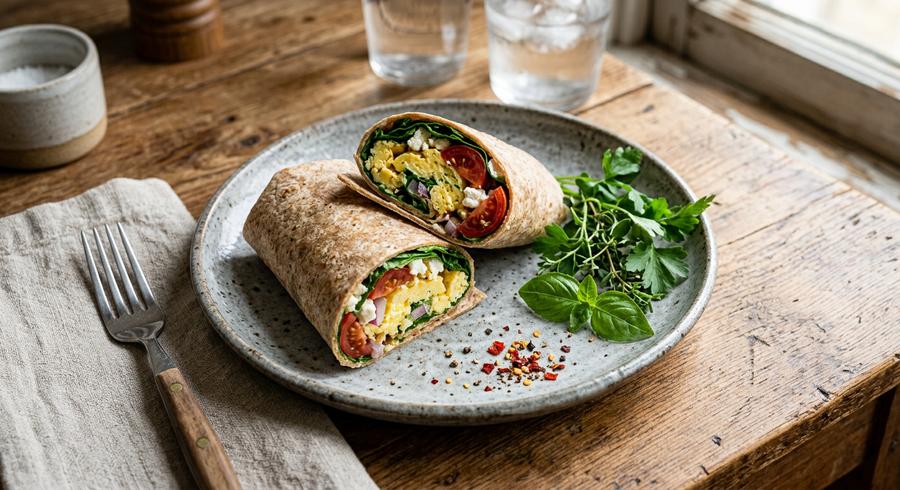 Halal Spinach Tomato Egg Wrap