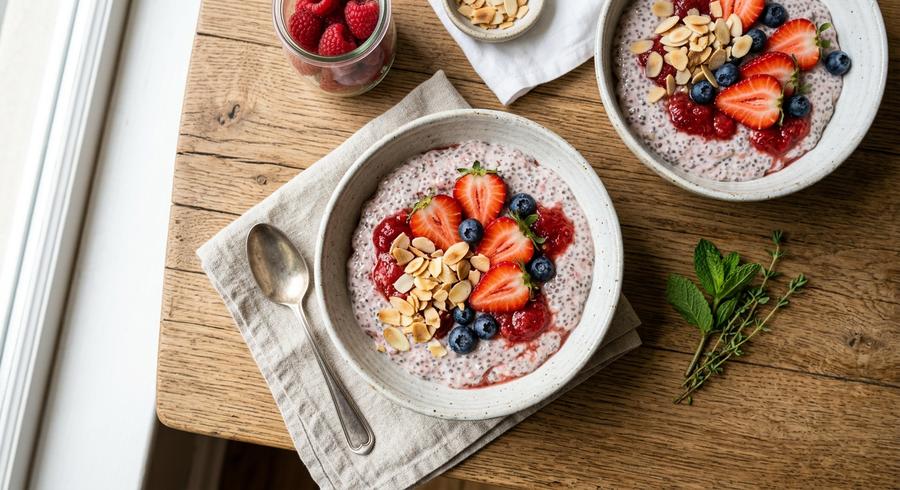 Halal Strawberry Almond Chia Pudding