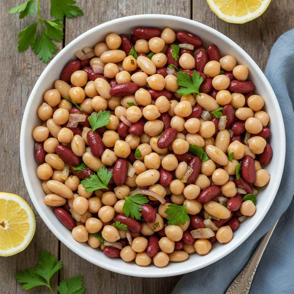 Halal Easy Three Bean Salad (Mediterranean Vegetarian)