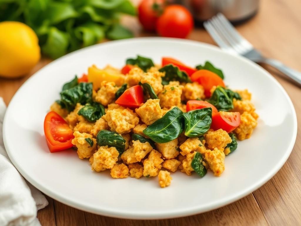 Halal Tofu Vegetable Breakfast Scramble