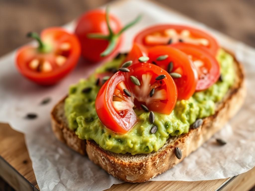 Halal Tomato Avocado Breakfast Toast