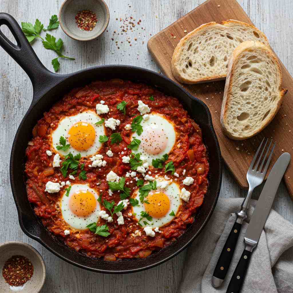 Halal Easy Vegetarian Shakshuka with Feta